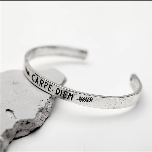 “ Carpe Diem “ Open Cuff Bangle Bracelet - Picture 3 of 5